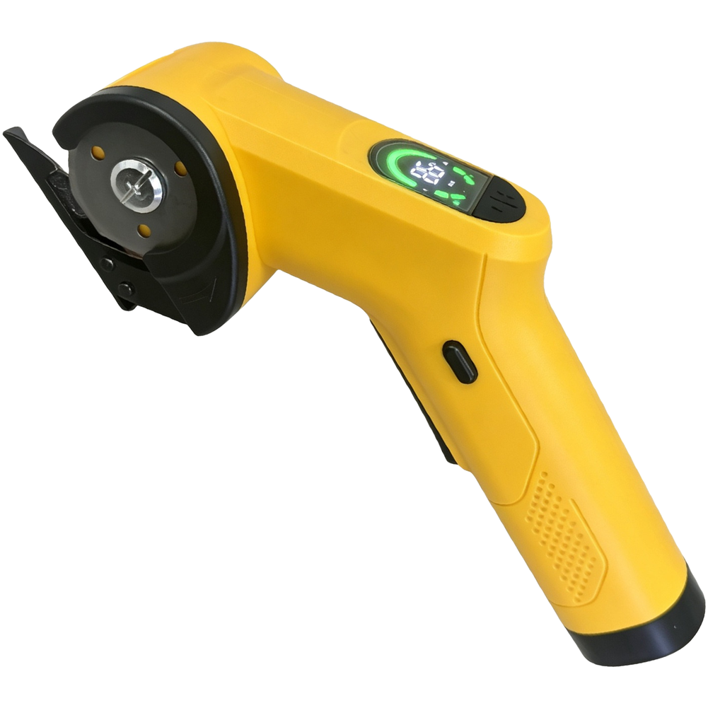 Power Tools Yellow - กรรไกรตัดผ้าไฟฟ้าไร้สายสีเหลือง ใช้แบตเตอรี่ลิเธียม สำหรับงาน DIY ตัดผ้า หนัง