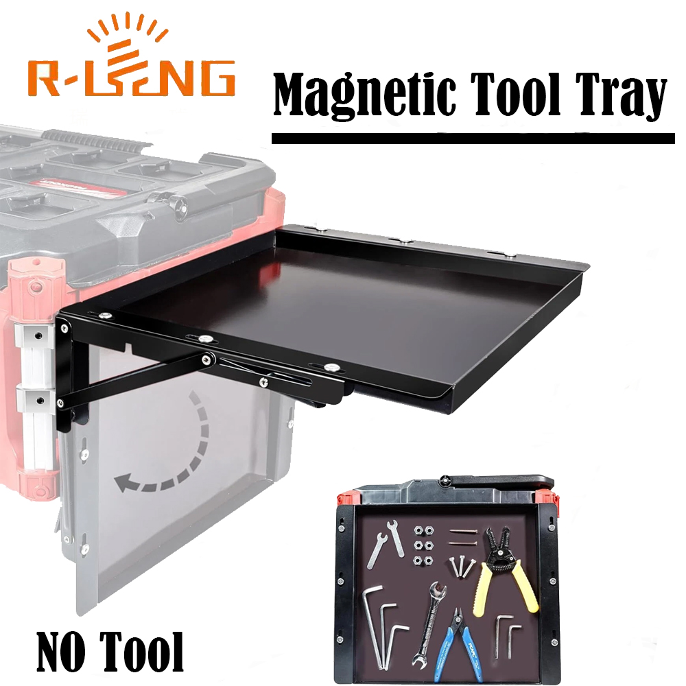 Power Toolbox - โต๊ะแม่เหล็กพับได้ ใช้ได้กับกล่องเครื่องมือ Milwaukee Packout ถาดแม่เหล็กสำหรับวางเครื่องมือด้านข้าง (ไม่รวมเครื่องมือ)