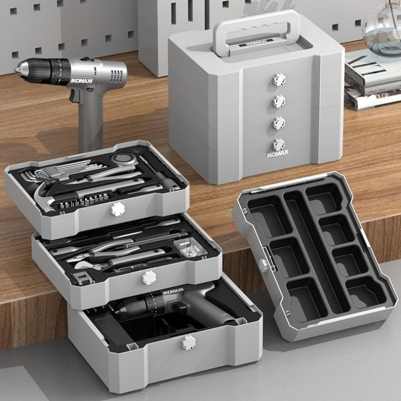 Power Toolbox - ชุดเครื่องมือไฟฟ้าสำหรับใช้ในครัวเรือนแบบมืออาชีพ ชุดเครื่องมือไขควงไฟฟ้าอเนกประสงค์ ชุดเครื่องมือช่างแบบพกพา กล่องเก็บเครื่องมือแบบพกพา