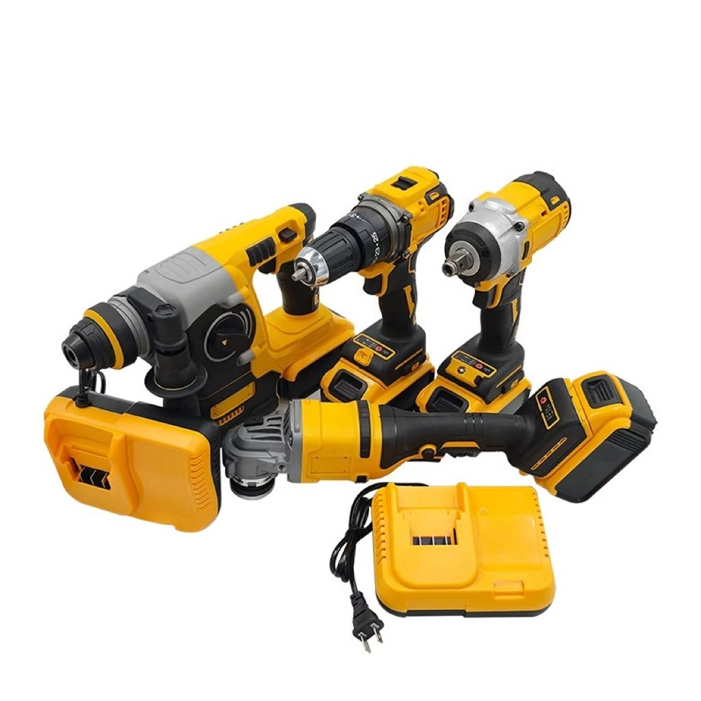 Power Tools Yellow - สีเหลือง 18V 26MM สว่านกระแทกไร้สาย มอเตอร์ไร้แปรงถ่าน ปรับความเร็วได้