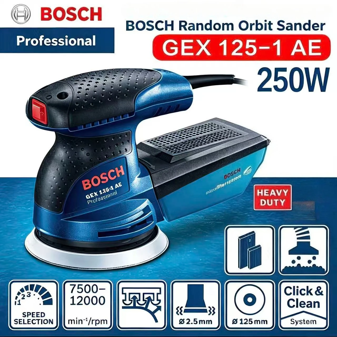 BOSCH GEX 125-1AE 220V เครื่อง - Power Tools Sander บทวิจารณ์และราคา