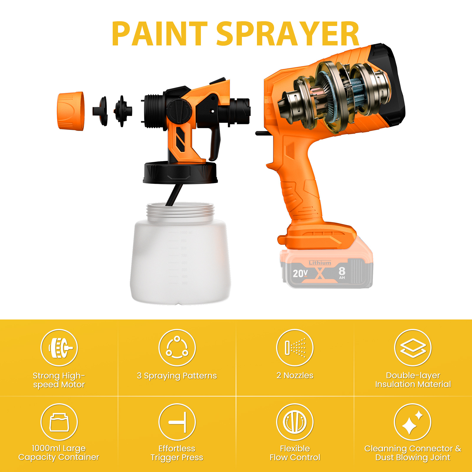 1000ML ไฟฟ้าสเปรย์ปืนสําหรับ D - Power Tools Windows บทวิจารณ์และราคา